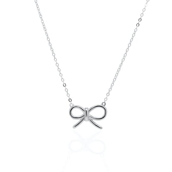 NWT Leah Ribbon Bow Necklace // Sterling Silver - Picture 1 of 4